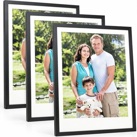 Relaxdays Set 3 pz. cornici DIN A1, poster verticale/orizzontale, HxL 88x64 cm, cornice parete antirottura, PP/MDF, nero (1/5)