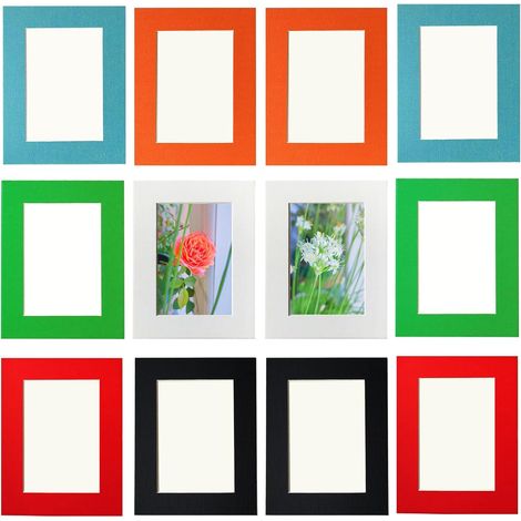 Cadre Photo 10 x 15 cm,Lot de 12 Cadre pour Collage Photos Décoration Mural,Cadres en Carton,Livré Avec un Film Plastique Transparent,Multicolores,Installation Autocollante,Aans Clous Nécessaires (1/5)