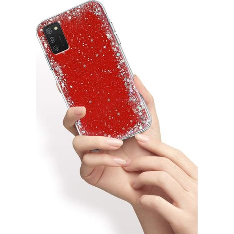 Funda con purpurina para Samsung Galaxy A02s, roja (1/3)