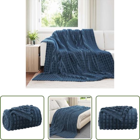 Couverture de chambre - Jeté Bleu marine 240 x 220 cm Toison (1/5)