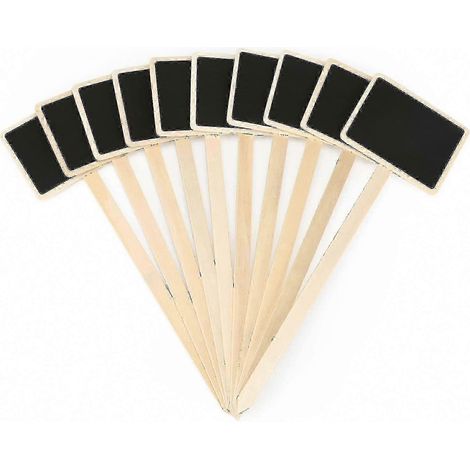 Lot de 20 étiquettes de jardin en bois 18,6 cm pour potager extérieur, marqueurs ardoise réutilisables (1/4)