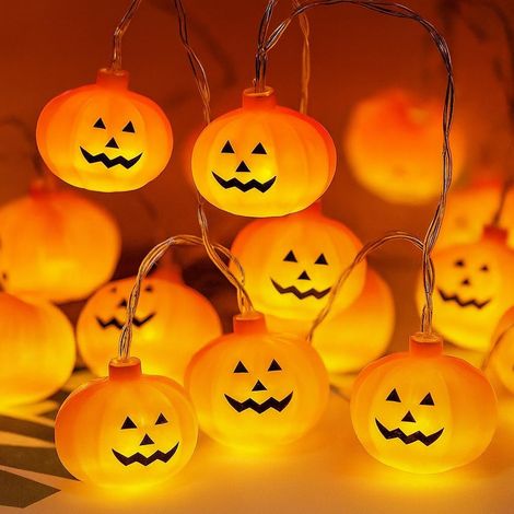 (3 Meter) Halloween-Kürbis-Lichterkette, 20 LED-Lichter, batteriebetrieben, geeignet für Halloween. (1/5)