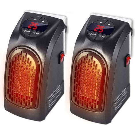 Lot de 2 radiateurs électriques 400W Chauffage portable Prise secteur