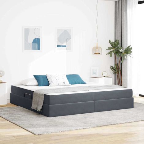 Letto con contenitore e materasso Grigio scuro 200 x 200 cm vidaXL