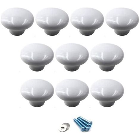 blanc Poignées et boutons de tiroir ceramique poignée de meuble porte bouton Pour la chambre des enfants Pack de 10 (vient avec des vis) (1/4)