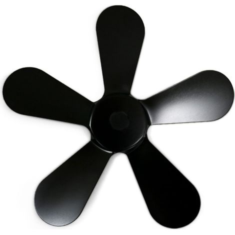 Ventilateur Pour Poêle À Bois - Ventilateur Thermique Sans Électricité - Compatible Poêle À Bois Granulés Bûches - 5 Pales - Aluminium - Noir - 1 Pièce (1/5)
