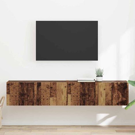 TV Wall Cabinet 2 pcs Old Wood Engineered Wood vidaXL