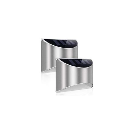 2 Pack Lampe Solaire Extérieur LED Lumière Solaire Eclairage Sans Fil Lampe Mural Etanche pour Jardin Patio Cour