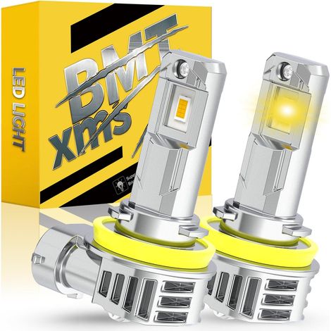 H11 LED Bulb, 20000LM 3000K Amber Yellow Light H8 Headlights 400%, 1:1 Mini Size Plug and Play, 2 Bulbs (1/5)