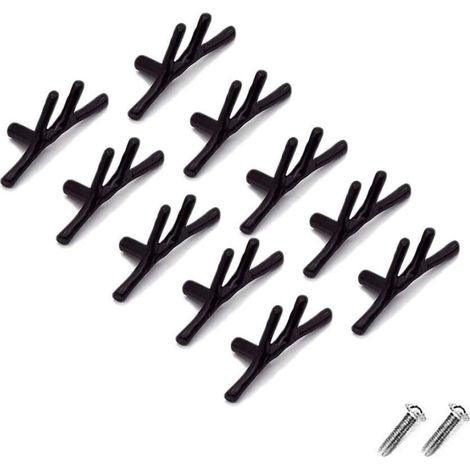 Set mit 10 Vintage-Schubladenknöpfen aus Zinklegierung für Schränke, Schubladen, Landhausstil, Cottage (einlochig, schwarz) (1/4)