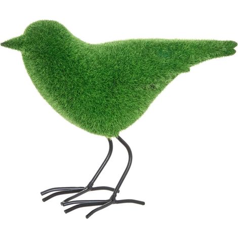 Statuetta uccello erba artificiale h19,7cm verde - Atmosphera créateur d'intérieur