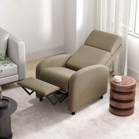 Poltrona Relax Reclinabile Manualmente a 160° con Poggiapiedi in Tessuto, Beige