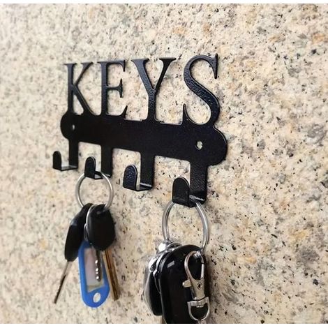 Porte-clés mural - Porte-manteau - Décoration murale - Noir - Porte-clés mural - Porte-clés moderne - Panneau clavier - Organisateur de clés - Panneau clavier - Porte-clés mural avec crochets - Accroc (1/4)
