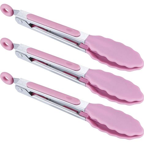 Lot de 3 Pinces, Silicone, 17,8 cm, Résistant chaleur 250°C, Sans BPA, Cuisine Barbecue