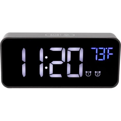 Réveil numérique LED avec thermomètre et fonction snooze, chargement USB, décoration pour chambre ou bureau (1/5)