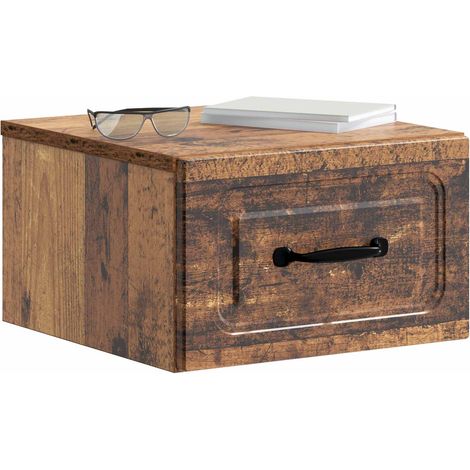 Maison Exclusive - Mobiletto da notte a muro 2 pcs Legno antico 34,5 x 33 x 20 cm