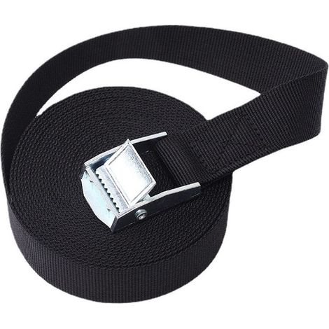 Sangle à boucle à came 25 mm x 4 m pour le déplacement et la fixation de marchandises, noire, lot de 2 (1/4)
