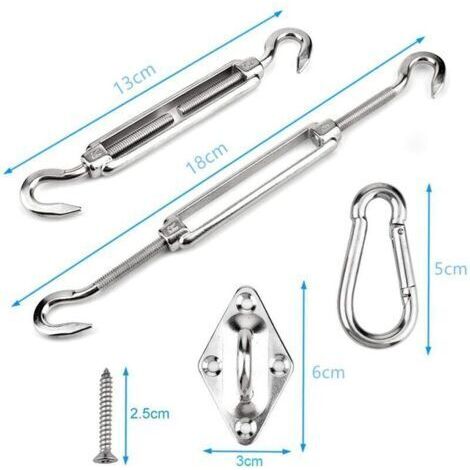 Accessoires de voile d'ombrage en acier inoxydable Accessoires de store pour filet d'ombrage Crochet à ressort à boucle diamantée (1/3)