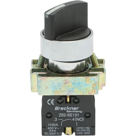 Selettore a 2 posizioni con ritenuta nero 1NO, 400V/10A, LAY5-BD21C Breckner Germany (1/4)