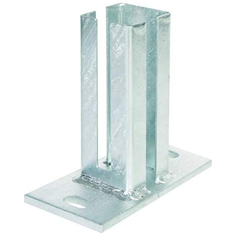 Alberts 685423 Staffa portapalo per pali angolari per griglie a barra doppia, da avvitare, zincata a caldo, piastra 150 x 80 mm, per pali 60 x 40 mm (1/3)