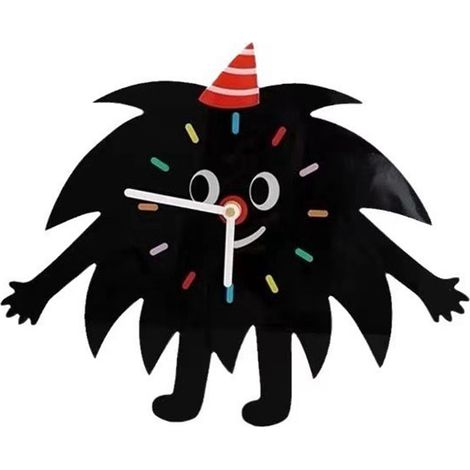 Horloge Murale Silencieuse Métal 24,5x30cm Design Lutin de Charbon Mignon Décoration Salon (1/5)