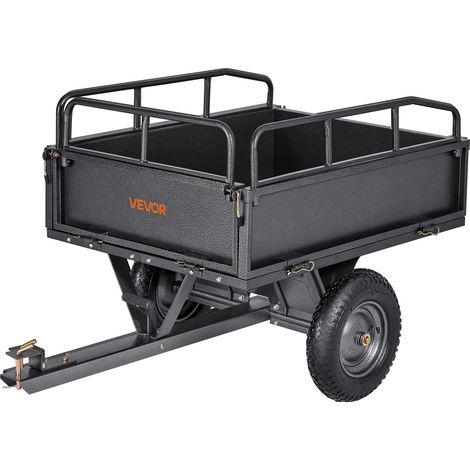 Remorque à Benne Basculante, 283 L, Remorque de Tracteur Tondeuse à Gazon de Jardin en Acier, Capacité de Charge 226,8 kg, avec Pneus 35,56 cm, Chariot de Transport à Déversement pour VTT, UTV (1/5)