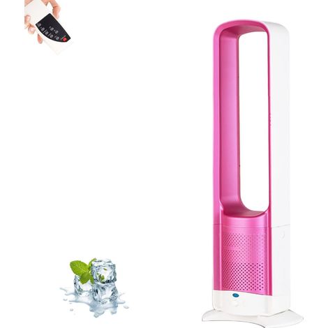 Ventilateur silencieux sans pales pour la maison et le bureau, oscillation à 180° avec télécommande, écran LED tactile, ventilateur sur pied de 81 cm, 3 vitesses, ventilateur de table personnel (rose) (1/5)