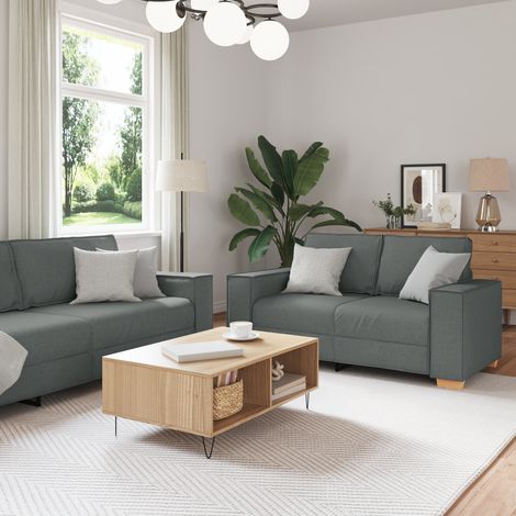 Sofa 3 pcs Dark Grey Fabric vidaXL