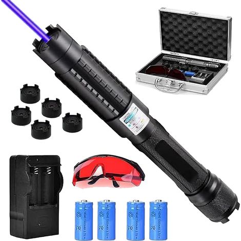 Leistungsstarke blaue Taschenlampe – Wiederaufladbar, große Reichweite, einstellbarer Zoom, handlich für Wanderabenteuer