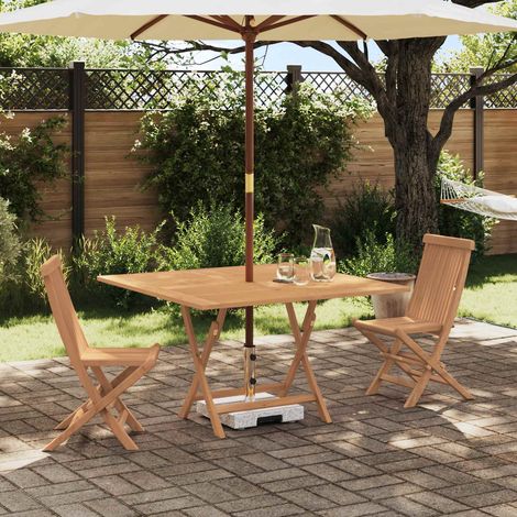 vidaXL  Garden Bistro Set  Folding 3 pcs Brown Soild Teak Wood