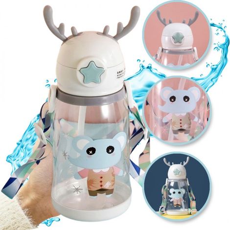 Wasserflasche für Kinder mit Strohhalm, 600 ml, BD30B
