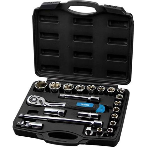 Faithfull 22-Piece 1/2In Socket Set Chrome-Vanadium Steel