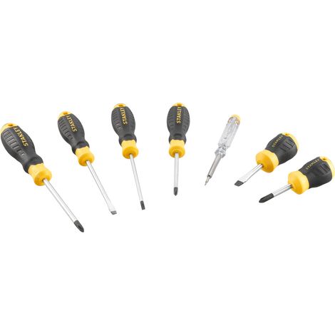 Set mit 7 Schraubendrehern mit gepolstertem Griff: Phillips Flat & Voltage Test  STANLEY STHT16166-0