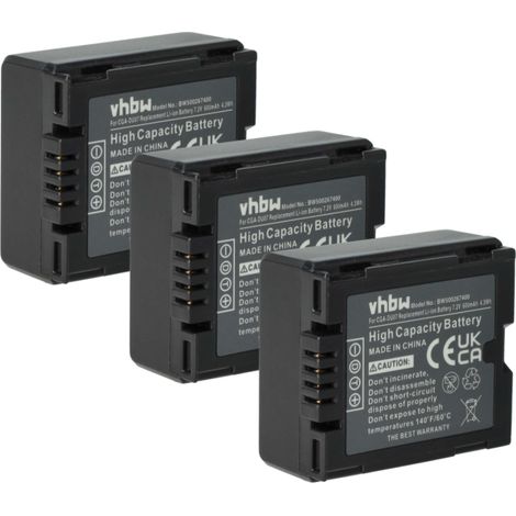 vhbw 3x Akku Ersatz für Panasonic CGR-DU06, CGA-DU14, CGA-DU12, CGA-DU21, CGA-DU07, VW-VBD070 für Videokamera Camcorder (600 mAh, 7,2 V, Li-Ion) (1/5)