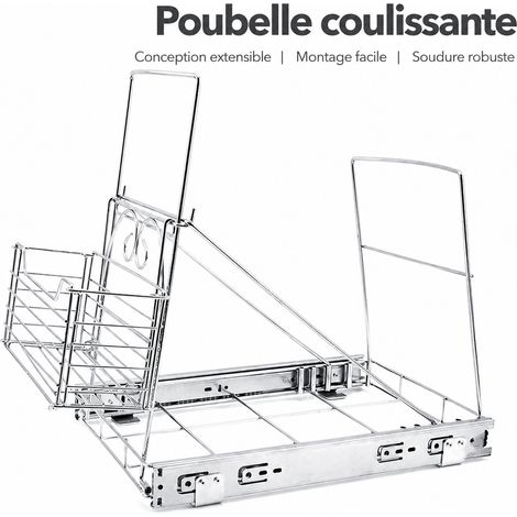 Support de poubelle coulissant meuble sous évier, rack extractible forme cornes inversées cuisine, 3 kg – Livraison gratuite (1/5)
