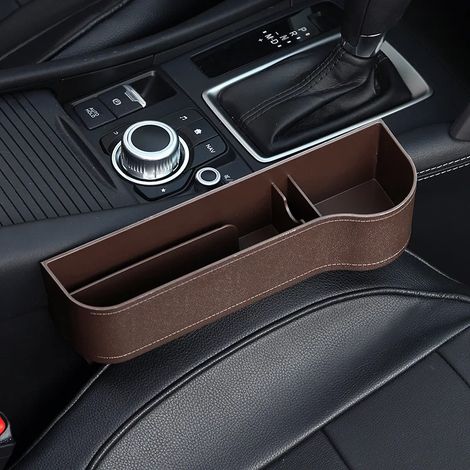 (Beige Droite) Organisateur de siège auto, boîte de rangement pour fente, compartiment pour portefeuille et téléphone, accessoires auto (1/5)