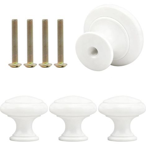 4 Pièces Bouton de Tiroir, Conception de Tête de Champignon Bouton de Meuble en Alliage D'aluminium, Boutons de Portes pour Placards Blanc avec 4 Vis, pour Armoires, Bibliothèques et Tiroirs (1/5)