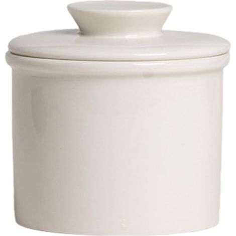 Beurrier français - Cloche à beurre en céramique - Beurre tartinable sans réfrigération - Blanc - 150 ml - Compatible lave-vaisselle - Beurrier blanc de luxe (1/5)