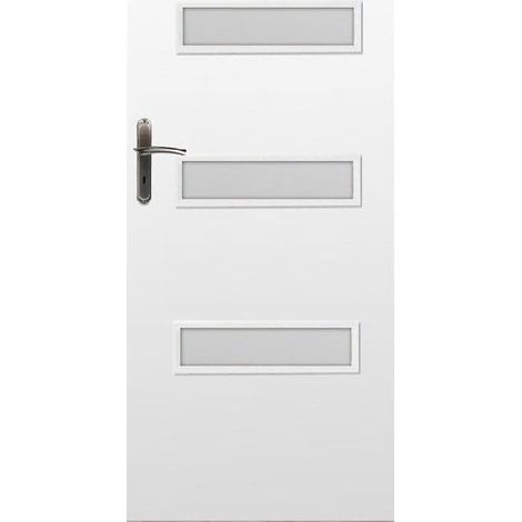 Azura Home Design – Porte d'intérieur vitrée CENT blanche 80 cm – Verre satiné de sécurité – Cadre en MDF réglable – Installation facile dans murs en placo
