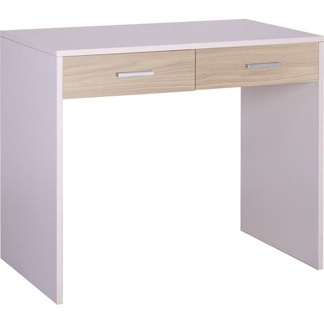Scrivania da Ufficio 2 Cassetti 91x76x55 cm Bianco Fiammato/Olmo Chiaro (1/3)