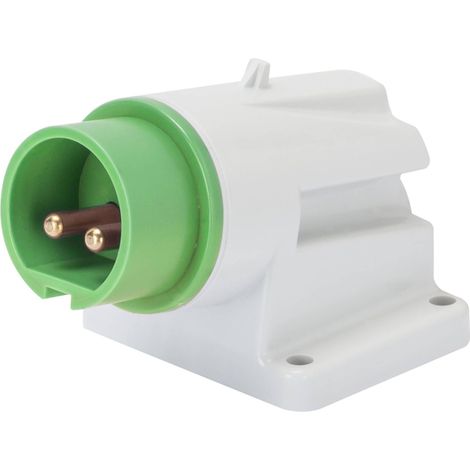 Spina Fissa Da Parete 90 Gradi IP44 2P 16A 20-25V 40-50V Verde Cablaggio A Vite