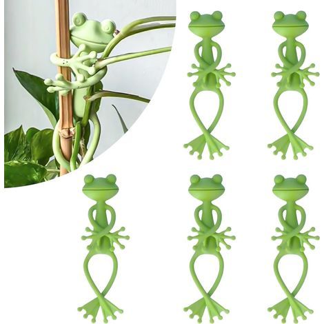 Lot de 5 supports pour plantes grimpantes en forme de grenouille verte  Accessoires de décoration pour intérieur ou extérieur (1/5)