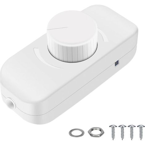 Dimmer rotativo a bordo trailing edge 220V-240V con interruttore on/off per luci LED dimmerabili/lampadine a incandescenza/alogeni, 1 via, 3-100W (Bianco, Nuovo aggiornamento) (1/5)