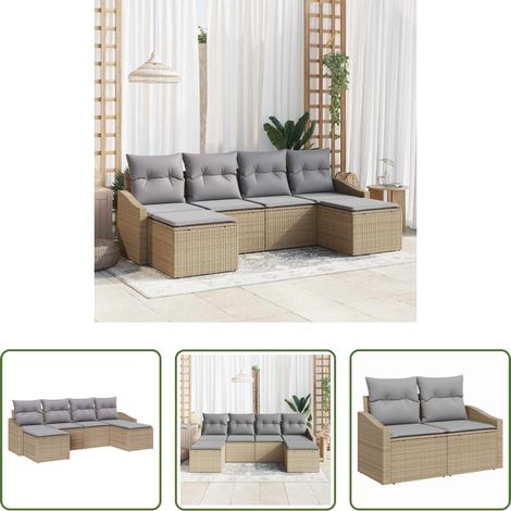 vidaXL Banquet extérieur - Ensemble de salle à manger pour jardin avec coussin 6 pcs (1/5)