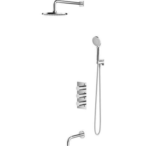 OMNIRES Y - Set de douche avec thermostat de bain, avec corps d’encastrement, diamètre 25 cm, 5 jets, chrome SYSYS02XCR (1/2)