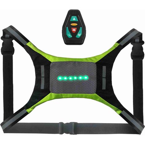 Gilet réfléchissant LED rechargeable par USB avec télécommande et clignotants intégrés pour vélo (1/4)