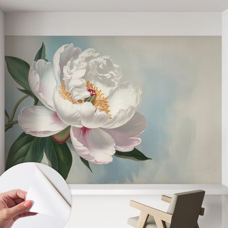 Papier peint autocollant avec imprimé décoratif pour salon et chambre à coucher Installation facile Belle pivoine 152x104 cm (1/5)