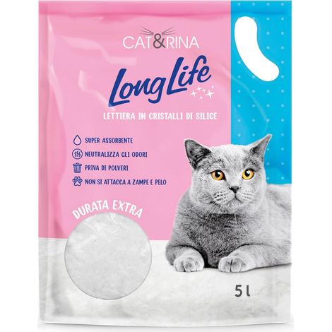 Litière pour Chat Long Life Super Absorbent de Silice. sans poussière et sans Danger jusqu'à 30 Jours d'utilisation. sans Odeur, Classique. Paquet de 5 litres (1/5)