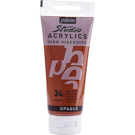 Peinture acrylique - Pébéo - Studio Acrylics - Rouge Ocre - 100 ml - Satiné (1/3)
