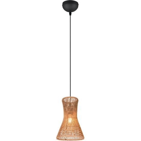 Suspension design Bijou noir avec rotin Ø20cm - R31831026 (1/3)